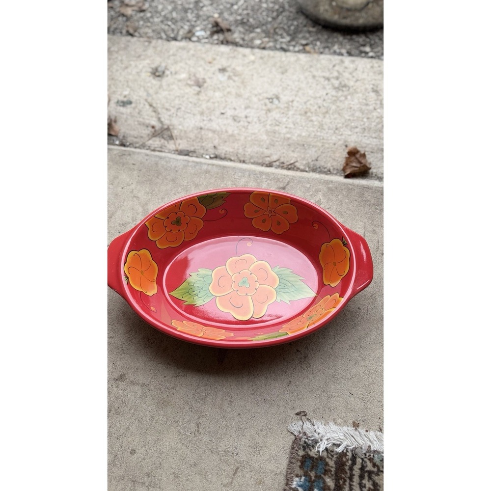 Temptations Oval Baking Dish Poppy Passion 1.5 Qt Ovenware Red‎